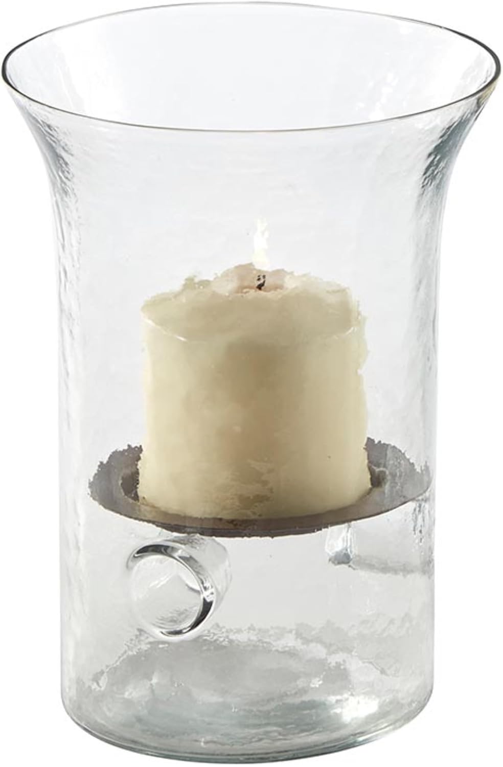 Hammered Glass Hurricane Candle Holder, Small, Clear H5696
