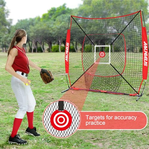 Baseball Softball Practice Net with Batting Tee and Strike Zone Target D632881