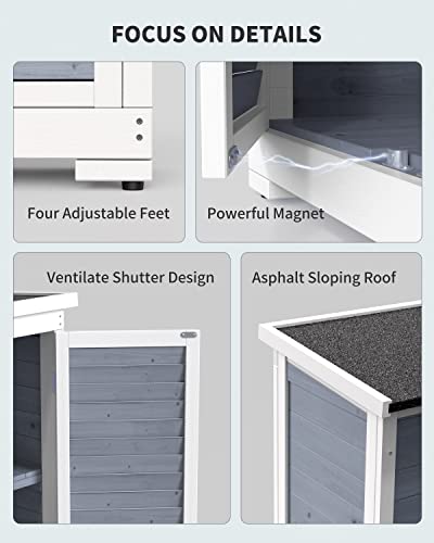 Outdoor Storage Cabinet with 3 Shelves, Double Lockable Wooden Garden Shed Z175