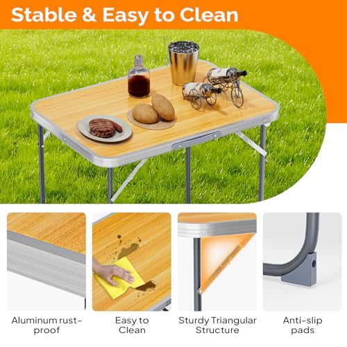 3ft Aluminum Folding Camping Table with Carrying Handle L179408