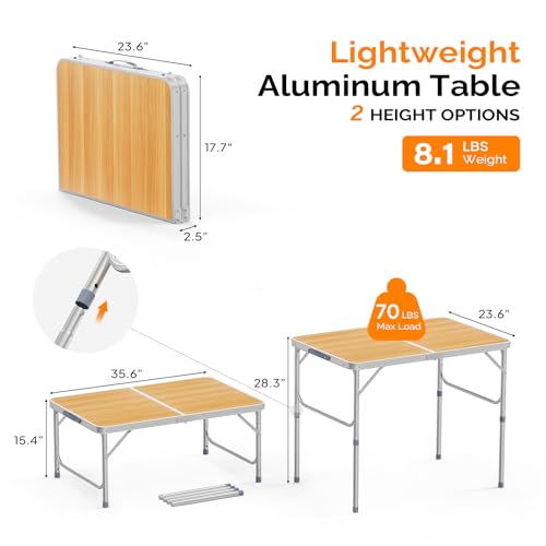 3ft Aluminum Folding Camping Table with Carrying Handle L179408