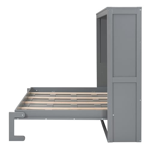 Modern Farmhouse Solid Wood Murphy Cabinet Bed Queen K425