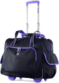 Olympia Deluxe Fashion Rolling Overnighter, Black/Purple