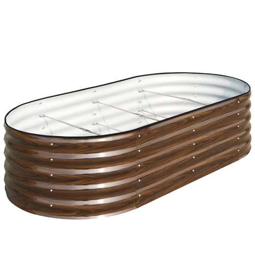 Galvanized Raised Garden Bed, 4x2x1ft Oval Metal Planter Box for Outdoor Vegetables T107625