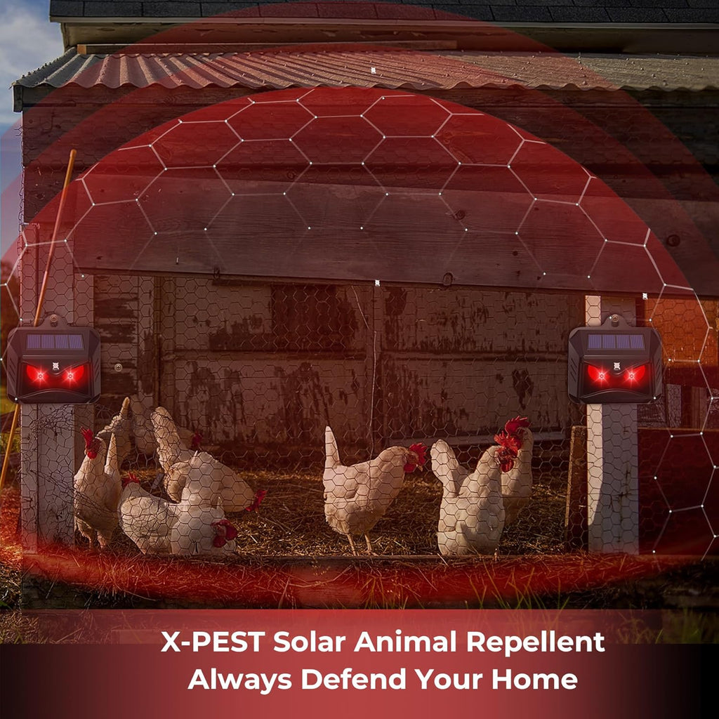 Solar Animal Repeller, Red LED Light Outdoor Deterrent for Garden Yard A27126