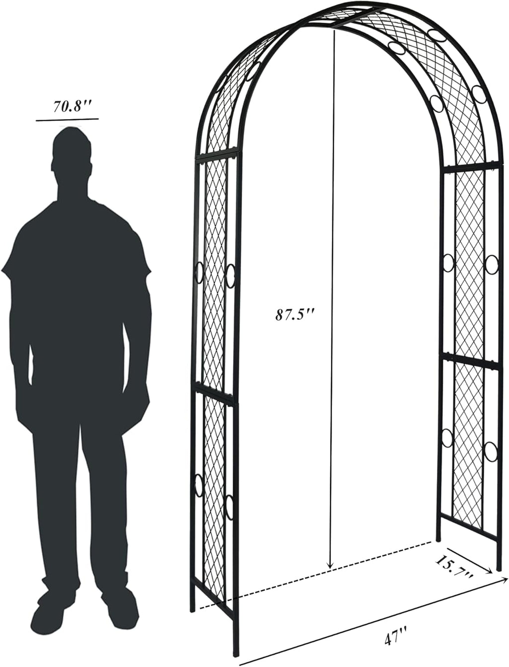 Metal Garden Arch Trellis for Climbing Plants, Black B6354