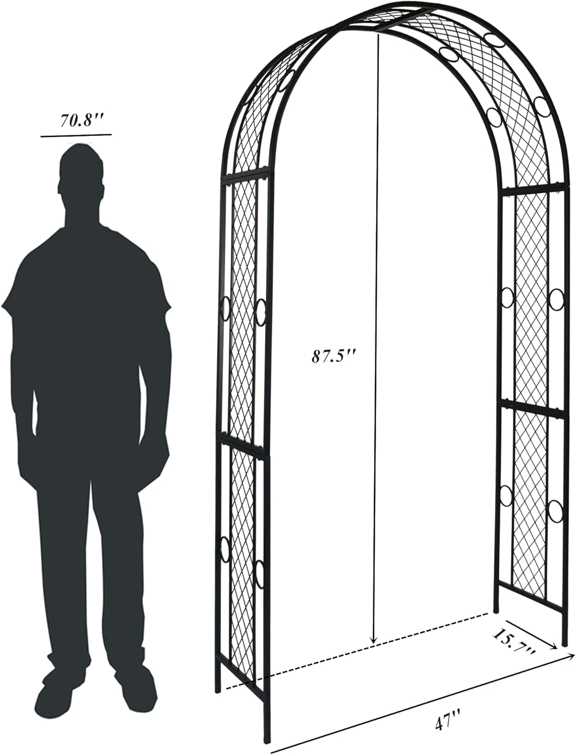 Metal Garden Arch Trellis for Climbing Plants, Black B6354