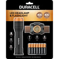 Duracell 2 Pack 400 Lumen LED Flashlight & Headlamp. 7 AAA Batteries Included.