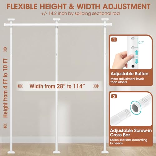 Room Divider Curtain Rod, No Drilling Adjustable Freestanding Partition, Black Y90647
