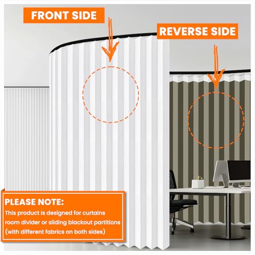 Accordion Room Divider Curtains with Ceiling Track, Grey, W100 x L84 J296