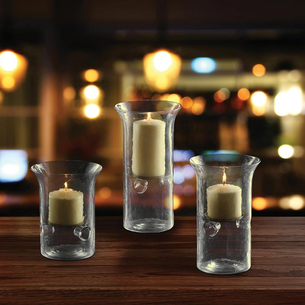 Hammered Glass Hurricane Candle Holder, Small, Clear H5696