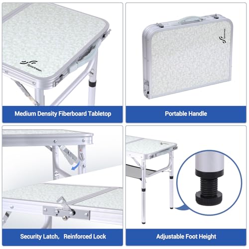 Adjustable Height Folding Camping Table with Mesh Layer Y4319