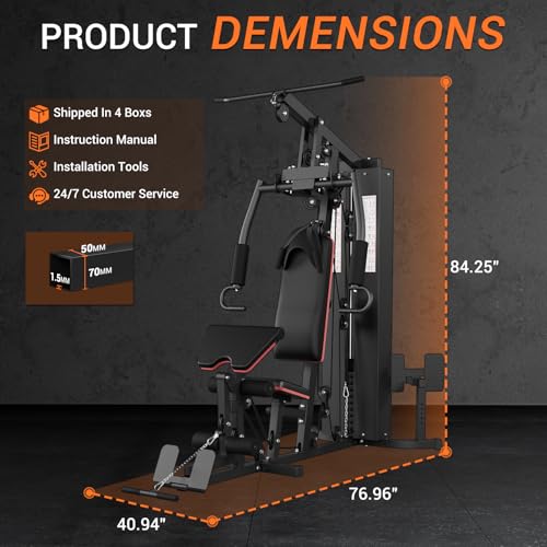 Home Gym Equipment with 150LBS Weight Stack and Pulley System Y2817