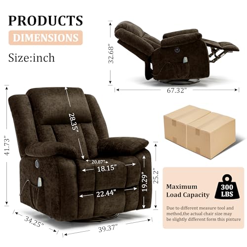 Swivel Glider Recliner Chair with Massage and Heating U85854