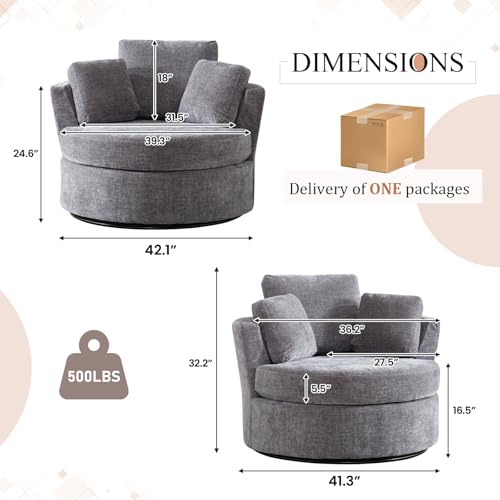 Swivel Barrel Chair with Ottoman for Living Room Bedroom, White W553228