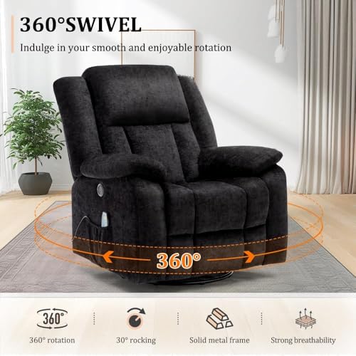 Swivel Glider Recliner Chair with Massage and Heating U85854