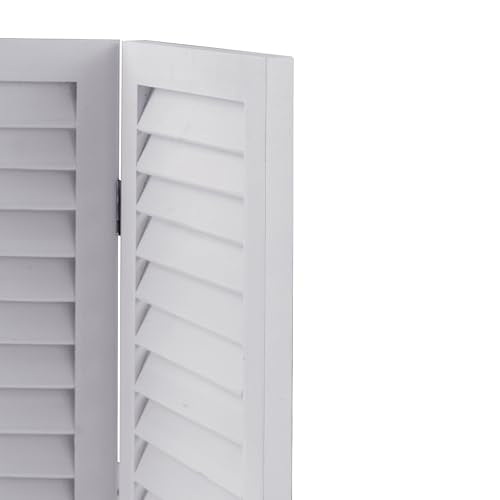 Wood Short Room Divider 3 Panel, 2.6 Ft Tall Folding Partition, White Freestanding Wall for Home Office J532