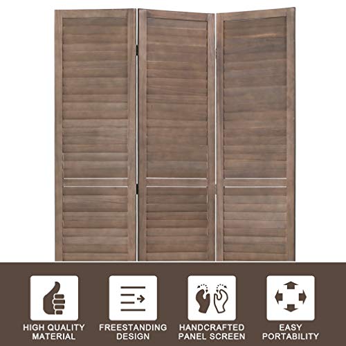 6 Panel Wood Room Divider Freestanding White 5.57 FT S6393