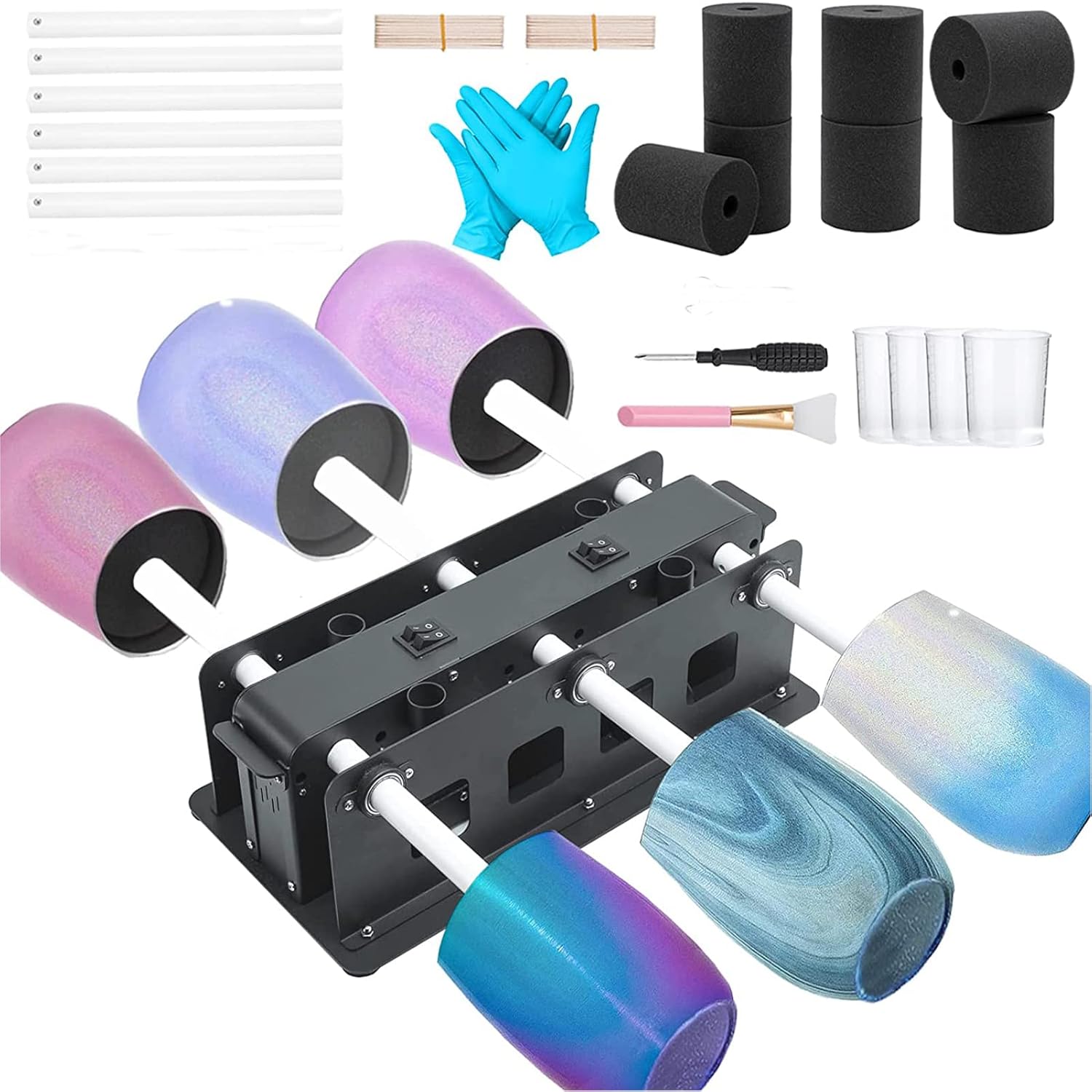 Creative Cuptisserie 6 Cup Turner Tumbler Steel Frame Cup Spinner Machine for Drying Epoxy Resin Tumbler Turner Rotisserie Kit (6 Cup Turners)