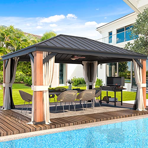 12x20 Hardtop Gazebo Double Roof Galvanized Steel Outdoor Aluminum Frame with Netting and Curtains M3306