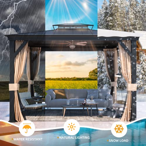 12x20 Hardtop Gazebo Double Roof Galvanized Steel Outdoor Aluminum Frame with Netting and Curtains M3306