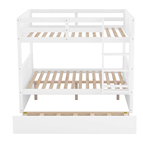 Twin Over Full Bunk Bed with Slide and Stairs for Kids E212