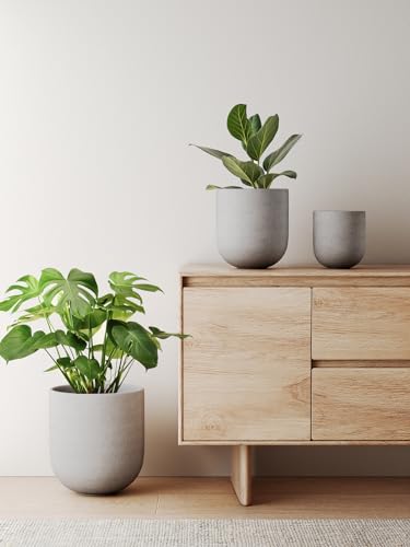 Ceramic Plant Pots with Drainage Hole, Set of 3, White B823