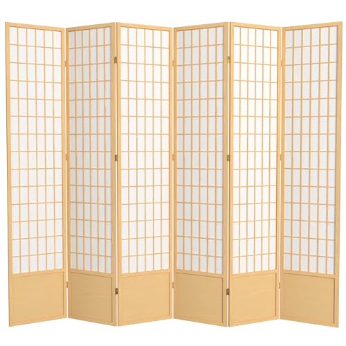 7 ft. Tall Window Pane Shoji Screen Room Divider, 3 Panels T5246