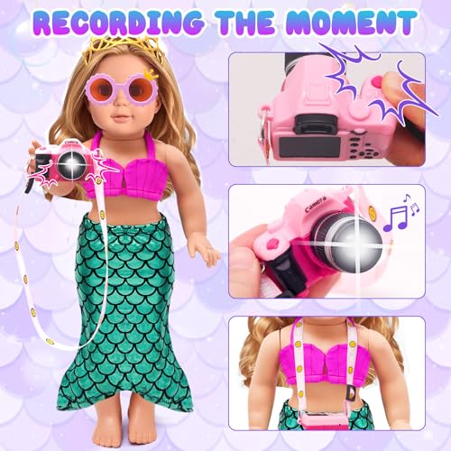 18 Inch Doll Travel Set with Suitcase, Dress, Camera, Phone, Neck Pillow & Sunglasses M666