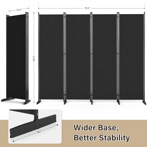 Room Divider 4 Panel, 80" W Portable Wall Divider for Room Separation, Freestanding Partition, Folding Privacy Screen F999430