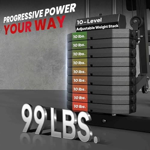 Home Gym System with 99Lbs Weight Stack for Full Body Workout U48999