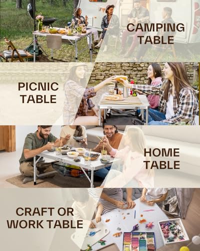 Adjustable Height Folding Camping Table with Mesh Layer Y4319