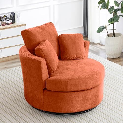 Swivel Barrel Chair with Ottoman for Living Room Bedroom, White W553228