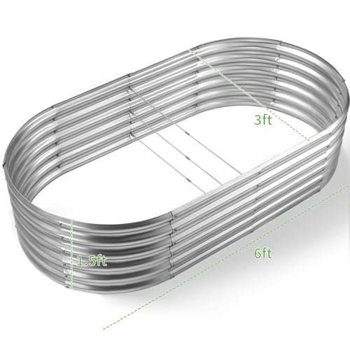 Galvanized Raised Garden Bed Kit, Oval Metal Planter Box for Vegetables E707229