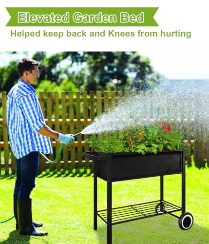 Raised Garden Bed with Legs on Wheels for Outdoor Plants J582036
