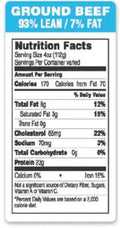 Epsen Hilmer Graphics 93 Percent Lean 7 Percent Fat Ocean Blue Ground Beef Label, 1.5 x 3.0 inch -- 1000 per roll.