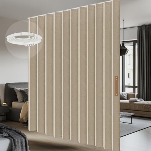 Accordion Room Divider Curtains with Ceiling Track, Grey, W100 x L84 J296