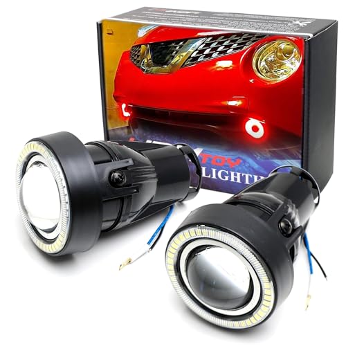 iJDMTOY 3-Inch Projector Fog Light Kit w/ 40-SMD Brilliant Red LED Halo Ring Angle Rings, Universal Fit With Car SUV Truck ATV RV, etc