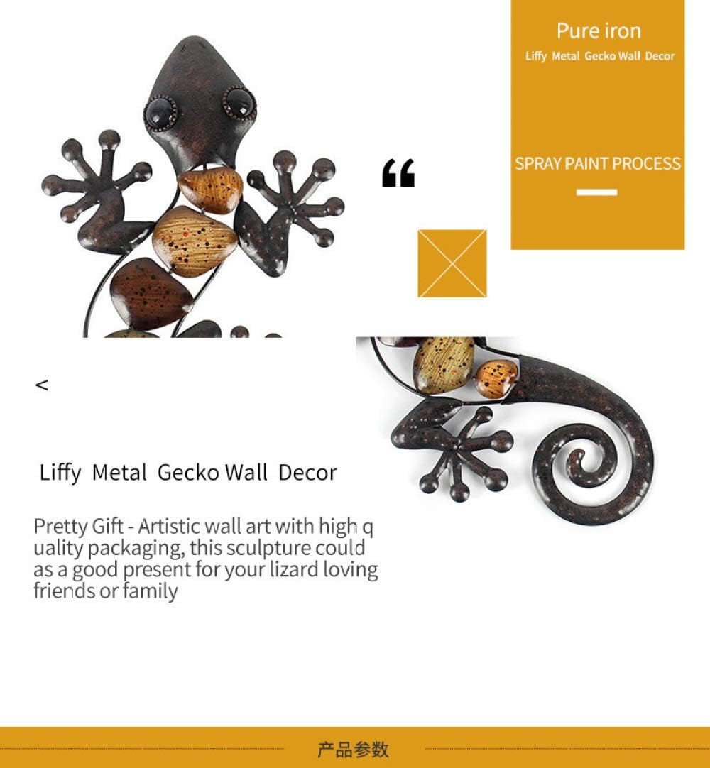 Metal Gecko Wall Decor for Garden Outdoor Statues 2 Pack C432