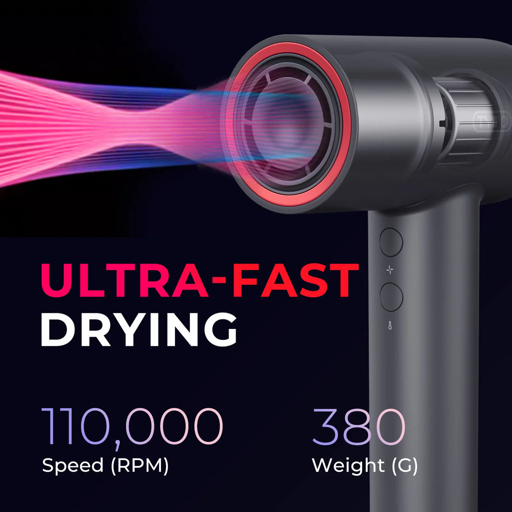 Ionic Hair Dryer, 1500W High Speed with 110,000 RPM Motor, Low Noise, 4 Heats & 3 Speeds L4774