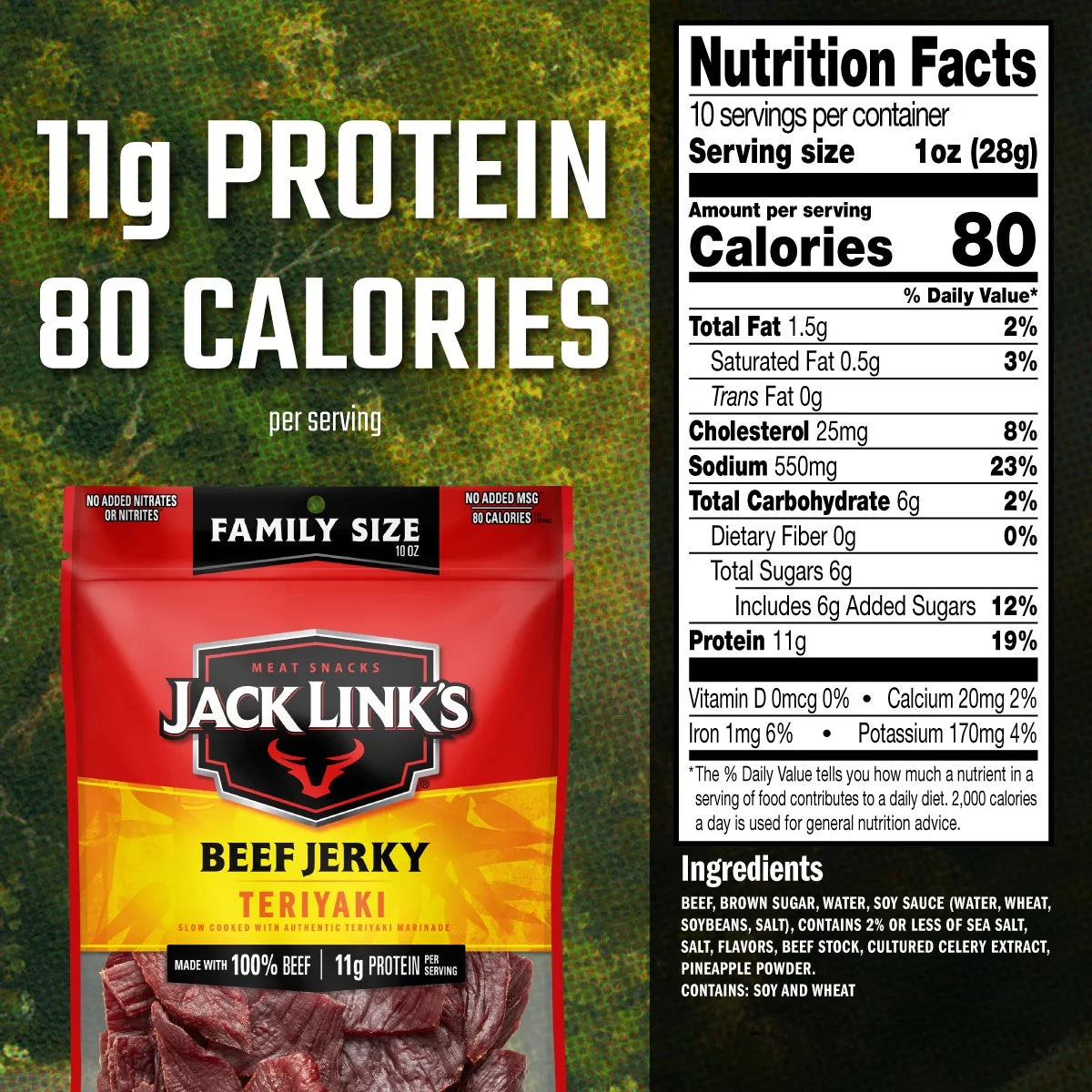 Beef Jerky Teriyaki 10oz Resealable Bag B4144