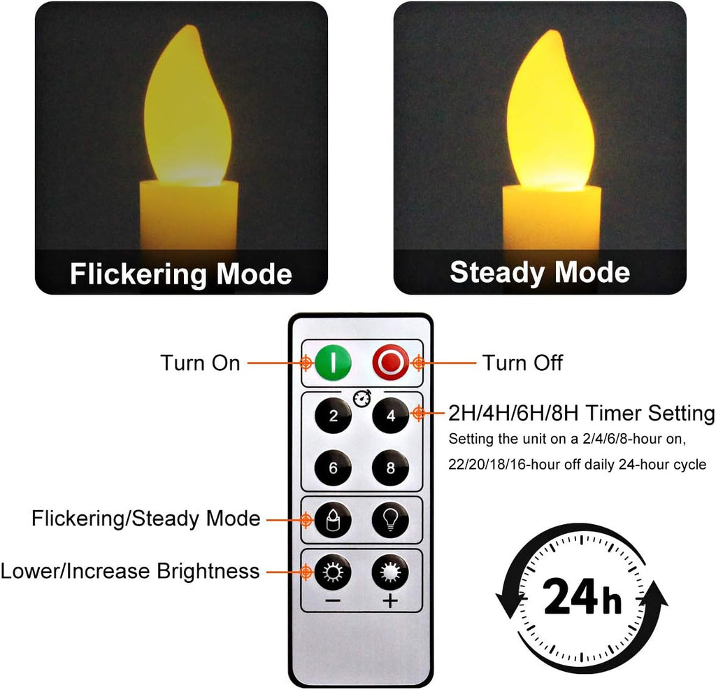Christmas Window Candles with Timer, Battery Operated LED Taper Set A2557