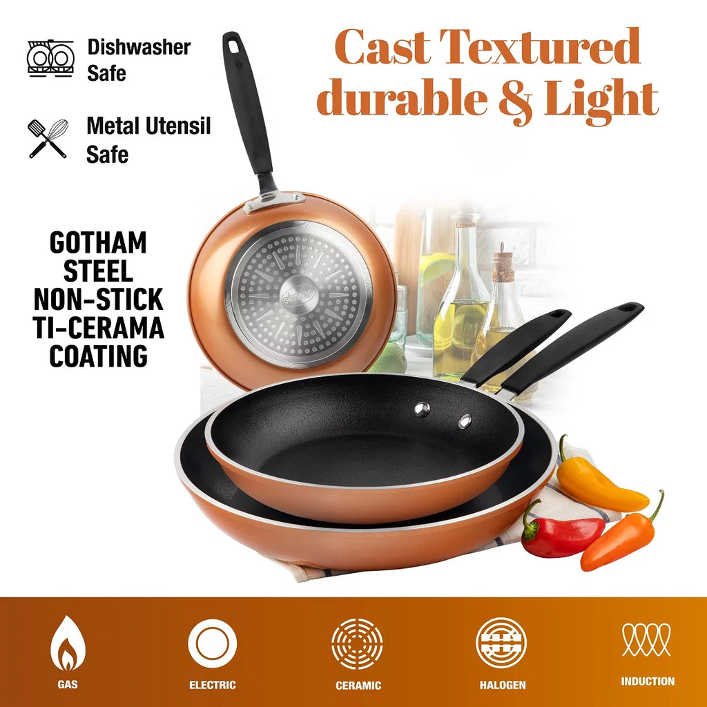 Copper Cast Frying Pan Set, Nonstick Cookware T172