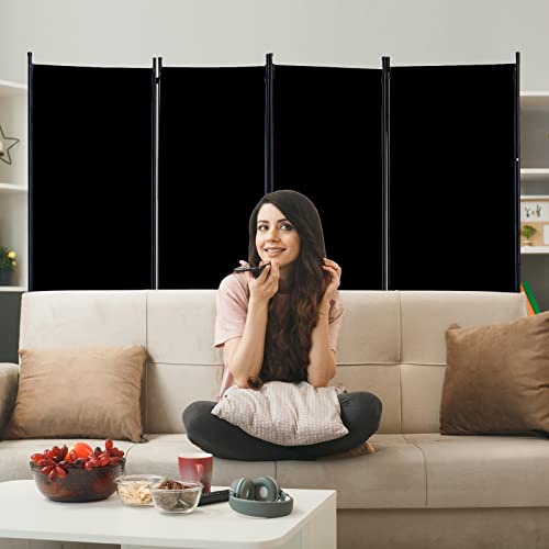 4 Panel Folding Room Divider Privacy Screen with Steel Frame P539789