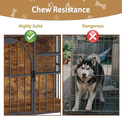 Large Dog Crate Furniture with Chew-Resistant Finish, Indoor Wooden Kennel for Medium to Large Dogs M409602