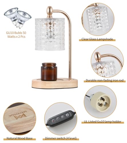 Candle Warmer Lamp with Timer and Dimmer, Electric Gold Wax Warmer with 2 Bulbs X508415