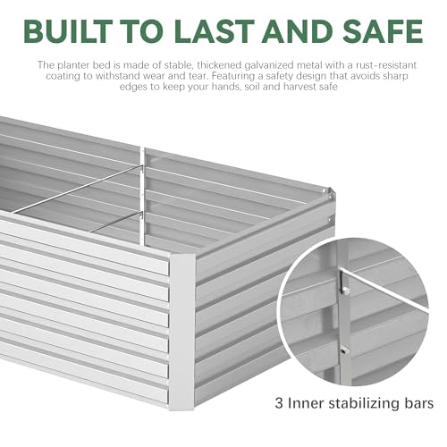 Galvanized Raised Garden Bed 8x4x2ft, Large Metal Planter Box for Vegetables, Flowers, Herbs J9369