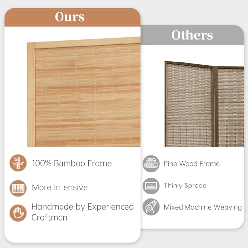 Bamboo Room Divider Folding Privacy Screen 4 Panel Freestanding F401