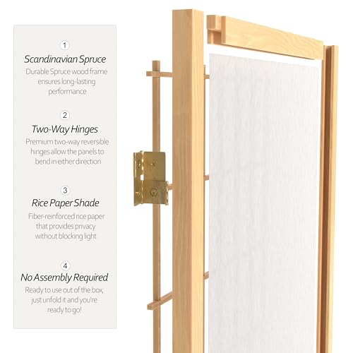 7 ft. Tall Window Pane Shoji Screen Room Divider, 3 Panels T5246