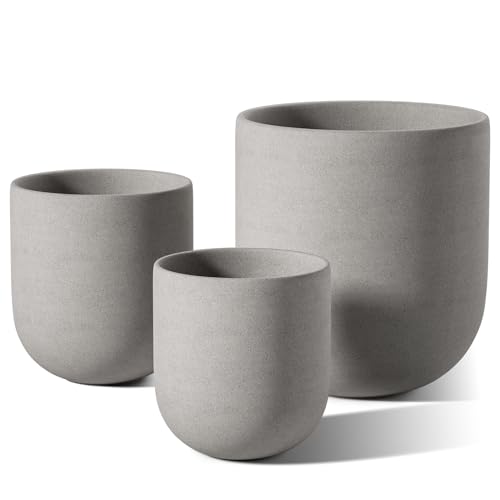 Ceramic Plant Pots with Drainage Hole, Set of 3, White B823